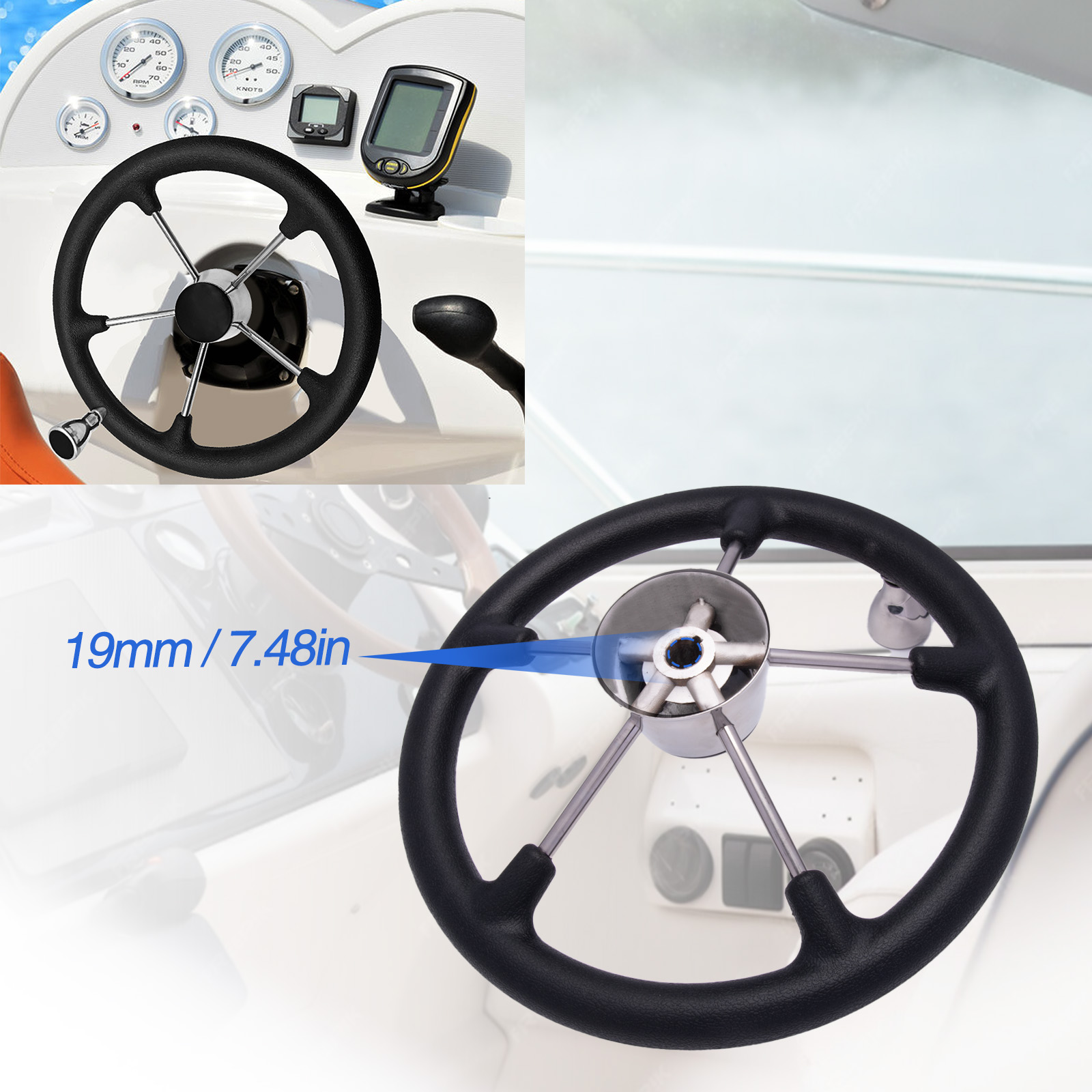 พวงมาลัยเรือสแตนเลส 5 ก้าน ขนา - Fishing Boat Steering Wheel บทวิจารณ์และราคา