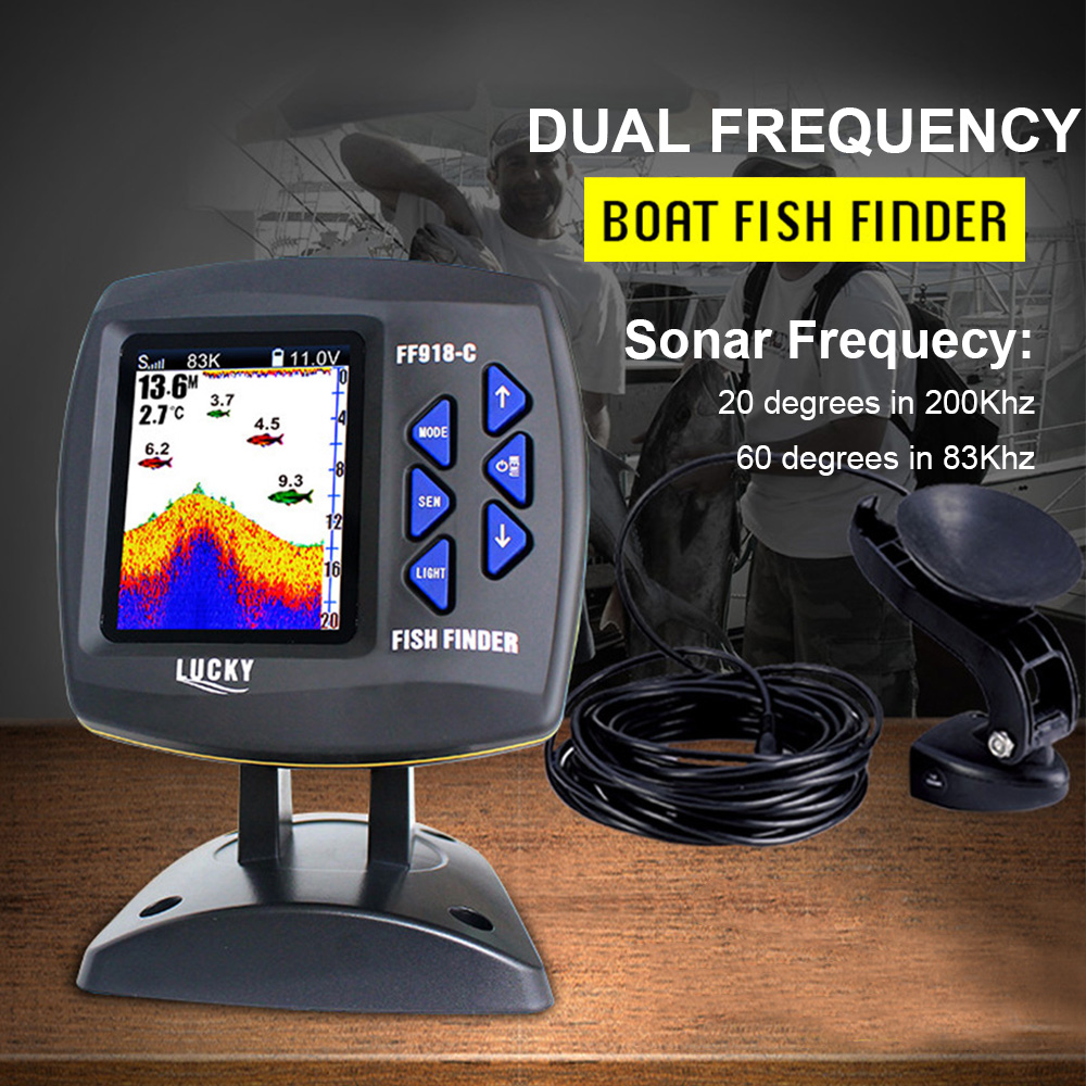 หน้าจอสี FF918-C100DS แบบมีสาย - Fishing Boat Depth Finder บทวิจารณ์และราคา